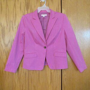 MERONA WOMEN'S SIZE L BLAZER PINK SUIT COAT JACKET BARBIE MACHINE WASHABLE